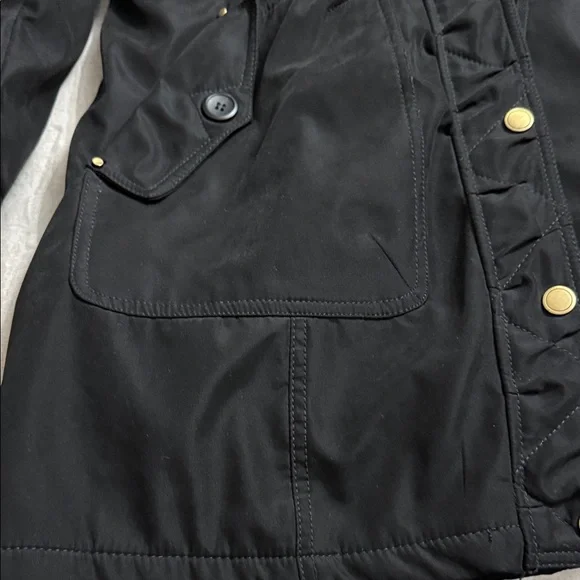 Madison Black Coat with Faux Fur Hood - Picture 6 of 14